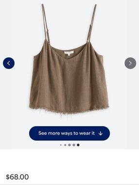 Z Supply Brown Linen-Blend Spaghetti Strap Crop Cami